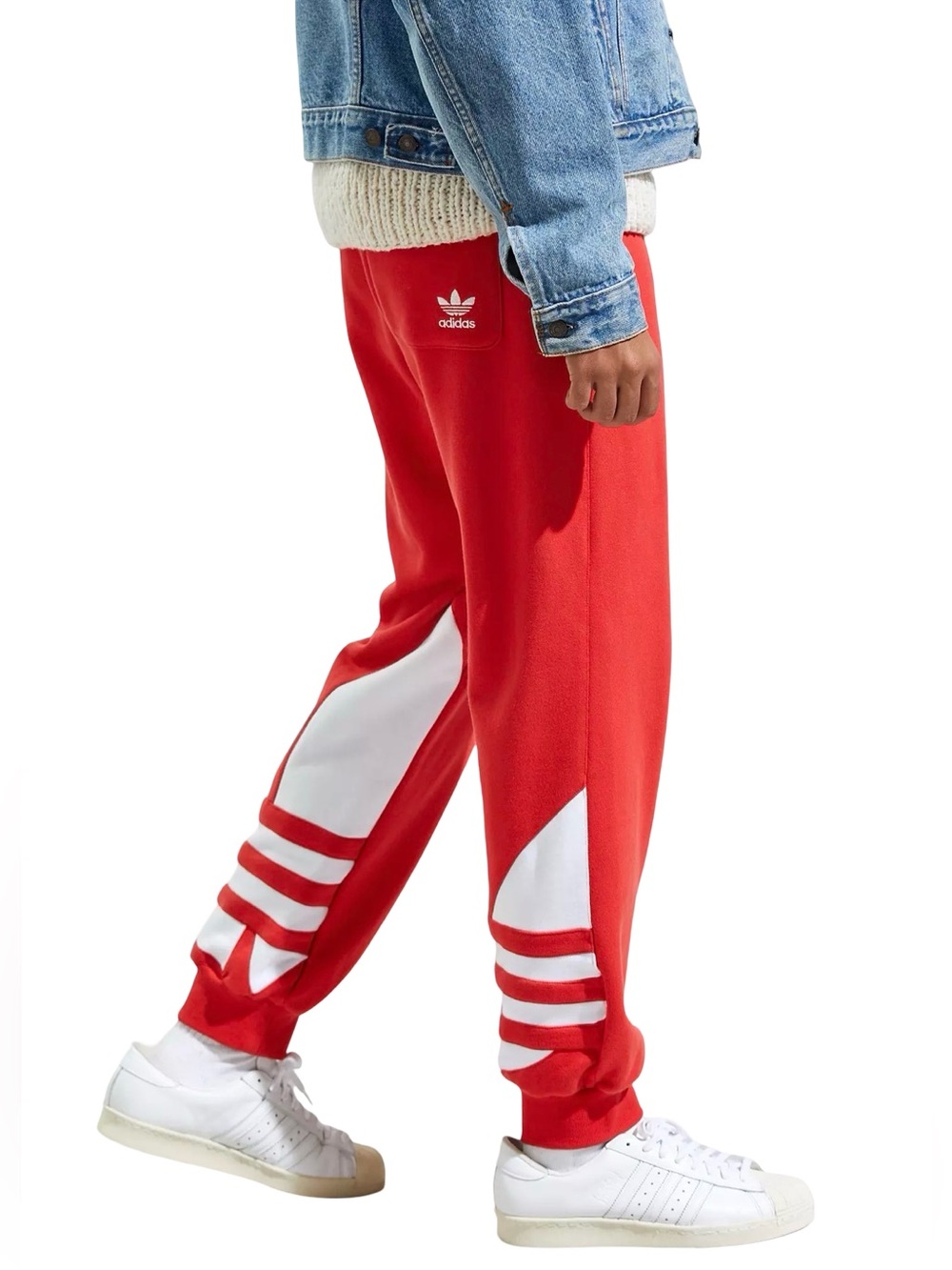 Adidas Originals Big Trefoil Sweatpants Red White Men Joggers FM3759 Size S - Picture 3 of 12